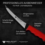 WOLFCUT SoftGrip Serie - Metzgermesser-Set 5-tlg. - Ausbeinmesser, Stechmesser, Fleischermesser, Zerlegemesser