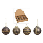 Weihnachtskugel aus Glas Grau, gold 4er Set